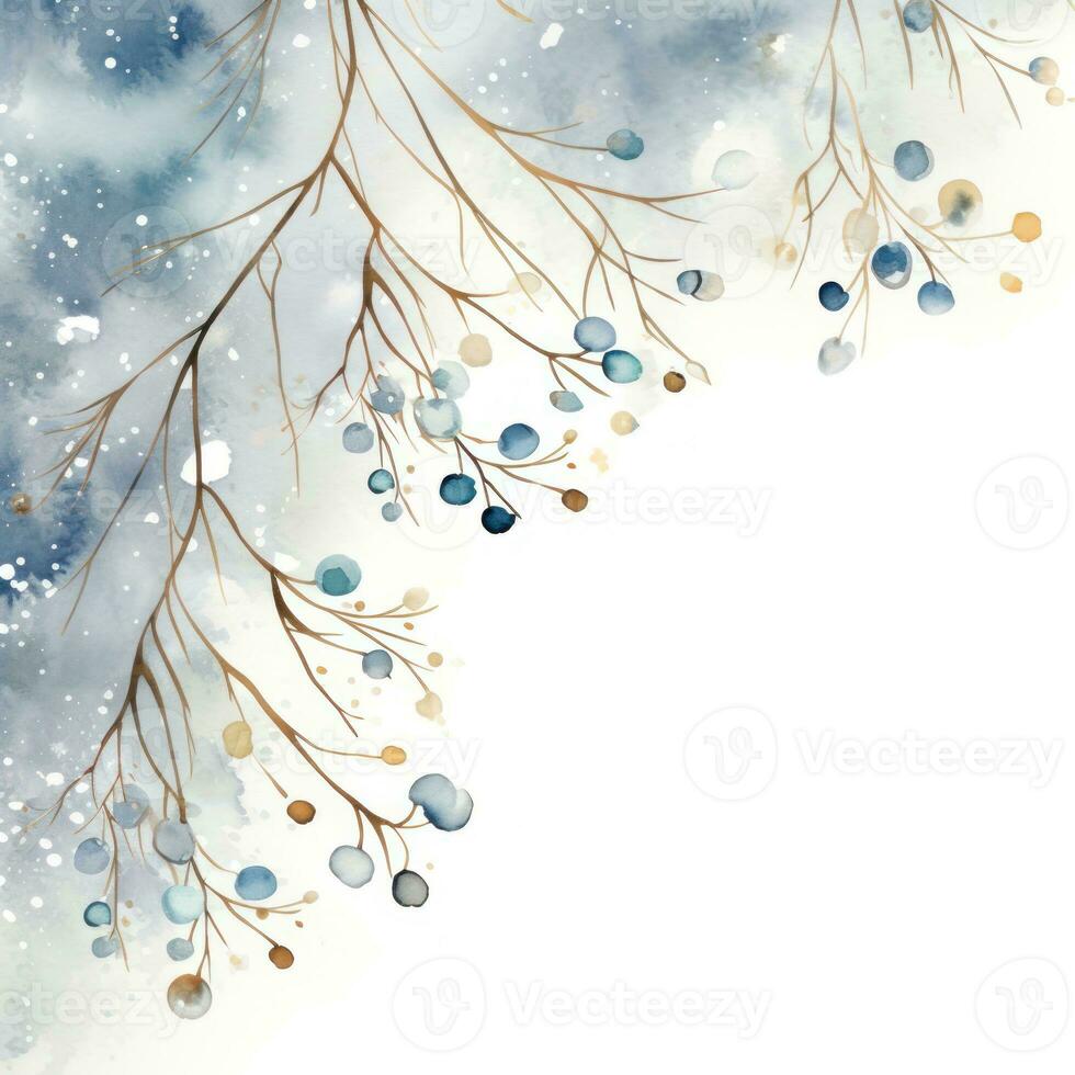 Watercolor Christmas winter background. Illustration AI Generative photo
