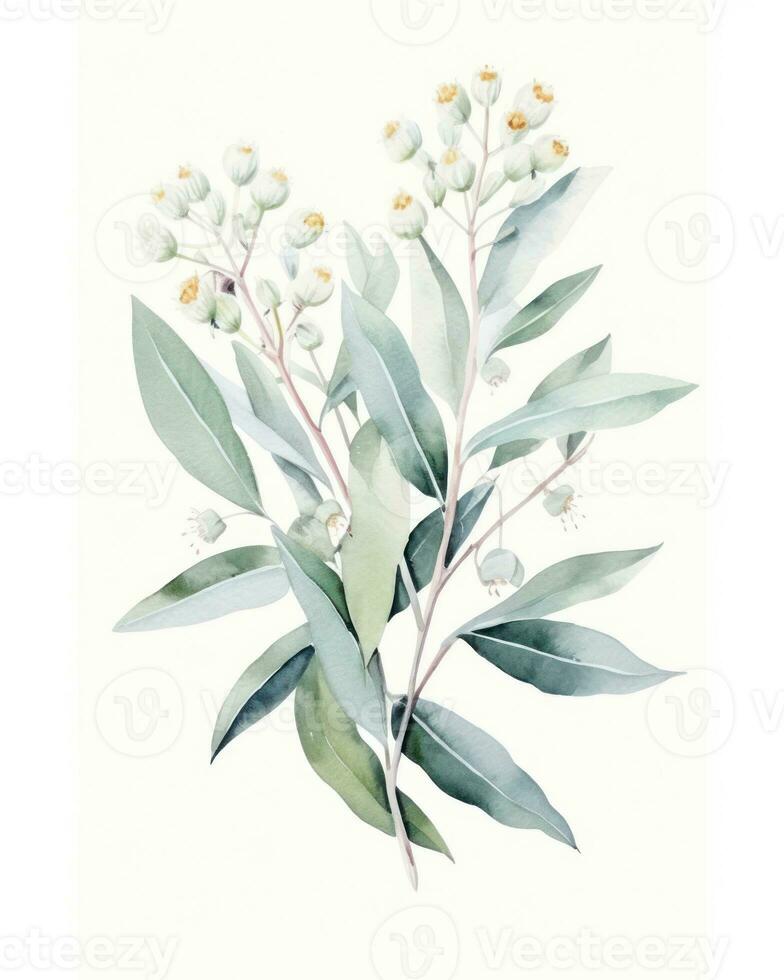 Watercolor floral background. Illustration AI Generative photo