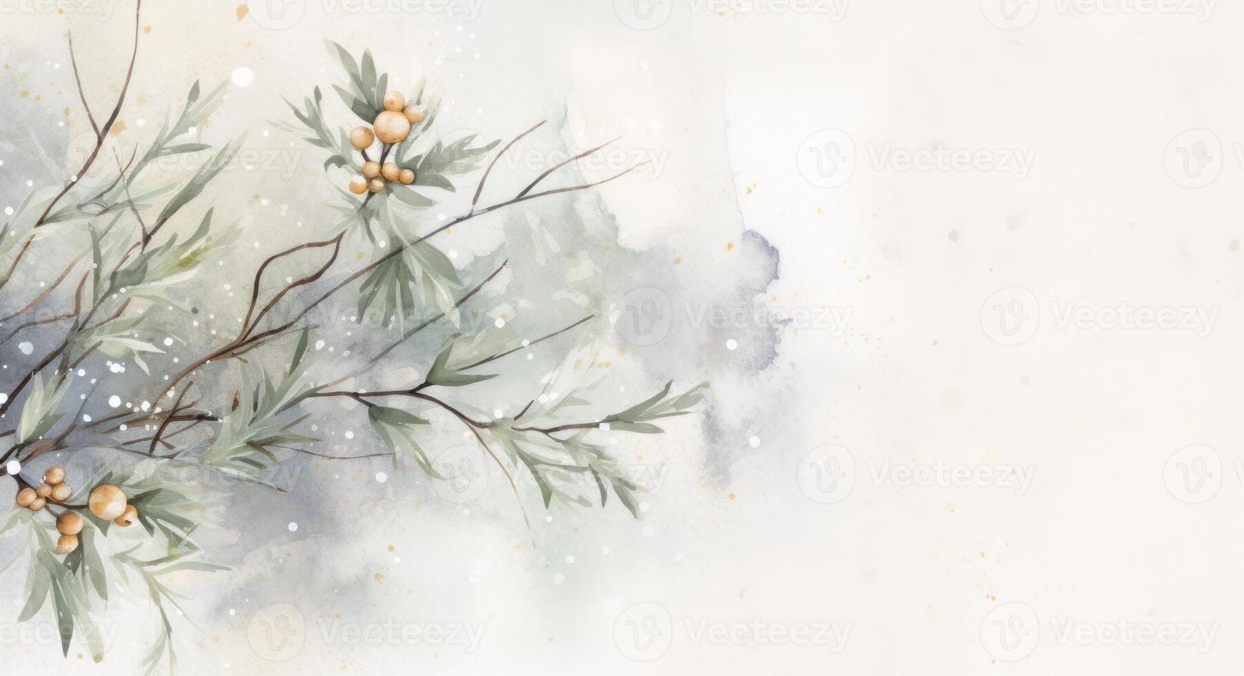 Watercolor Christmas winter background. Illustration AI Generative photo