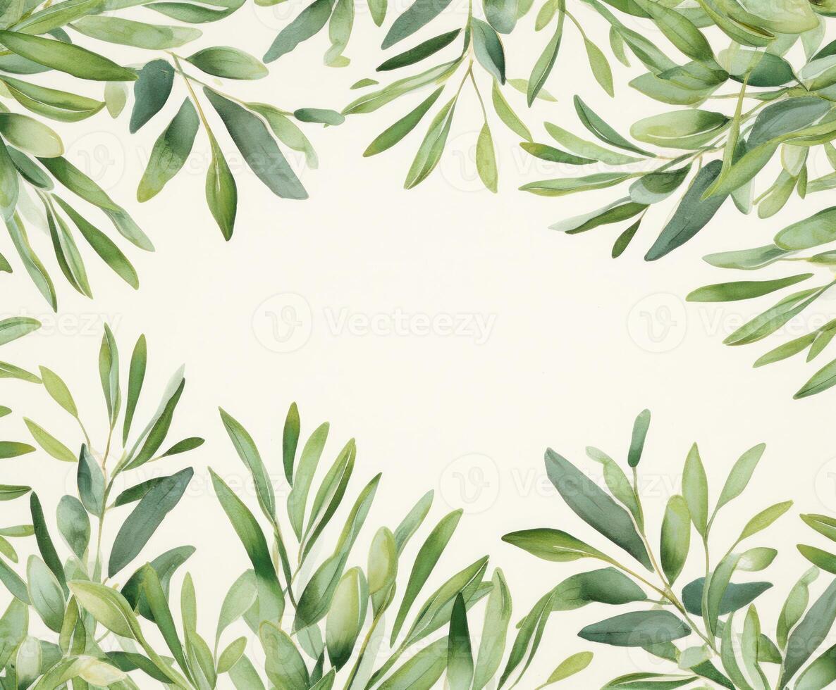 Watercolor olive background. Illustration photo