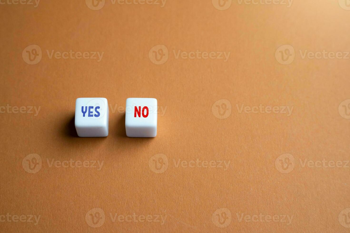 Blocks with yes or no. Choice between acceptance and rejection. Weighing the pros and cons. Symbol of power and responsibility, informed choices. Decision making, voting. photo