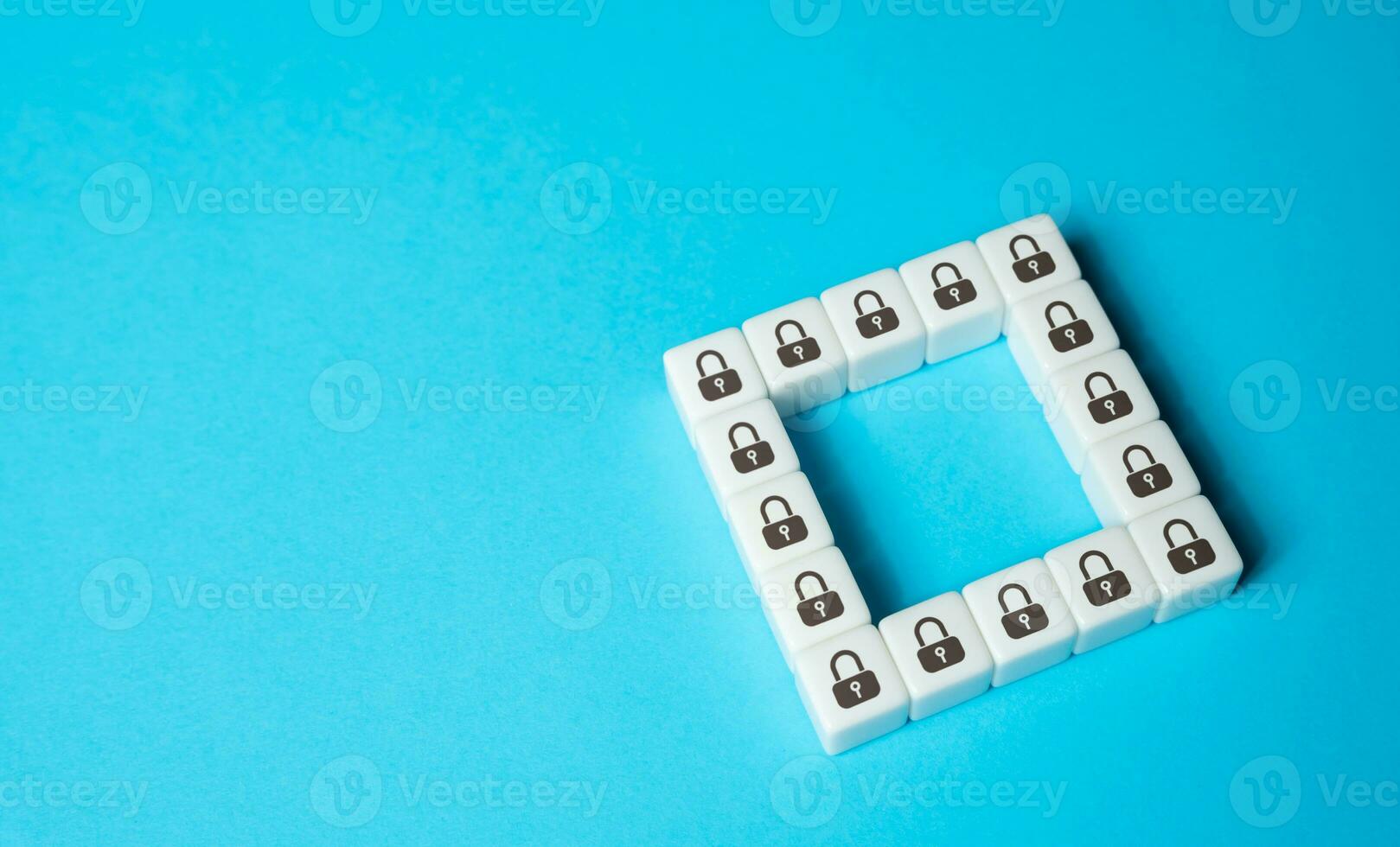 Closed protective circuit barrier. Protection contour. Safety. Protection of property and business. Reliable data security system. Internet and network technologies. Under a secure lock. photo
