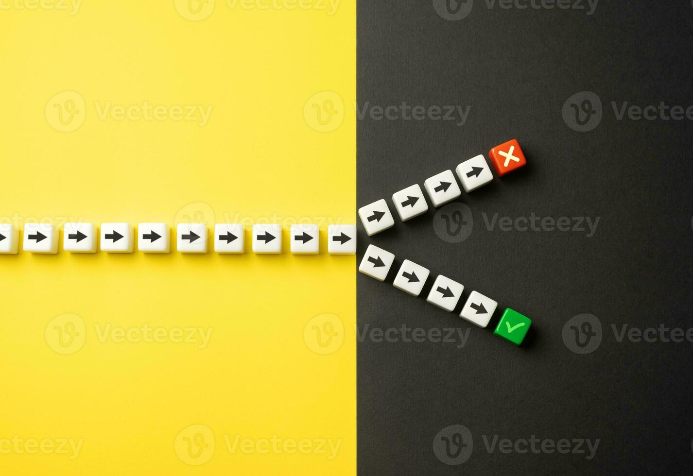 Make a decision to accept or reject. Choosing a further path, alternative options. Fork concept It's time to make a choice. photo