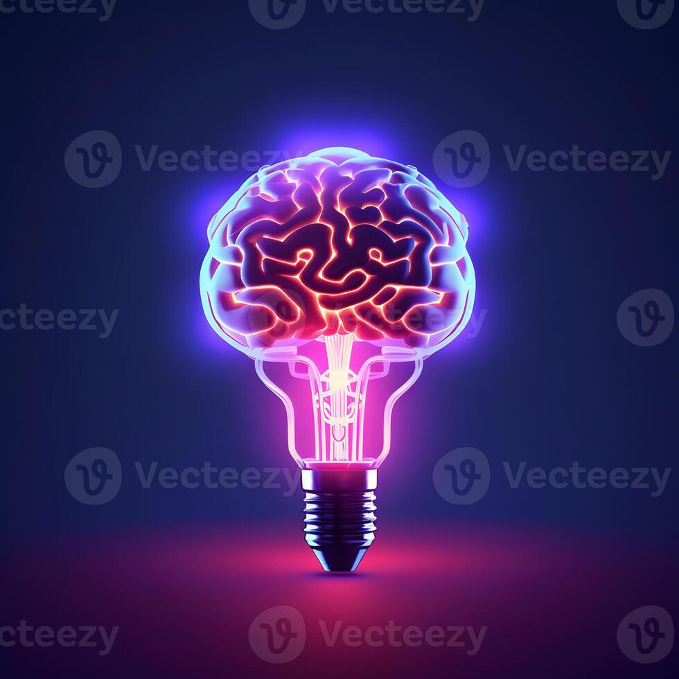 Bulb like brain. Concept of artificial intelligence or machine learning. image photo