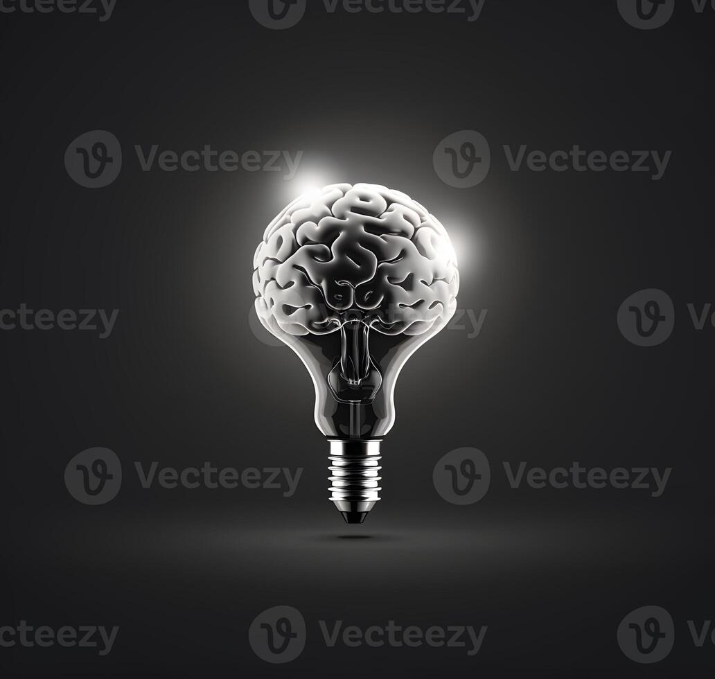 Bulb like brain. Concept of artificial intelligence or machine learning. image photo