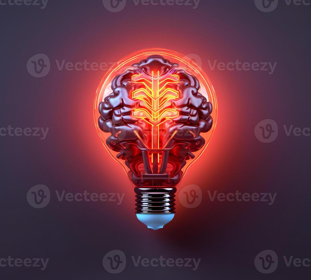 Bulb like brain. Concept of artificial intelligence or machine learning. image photo
