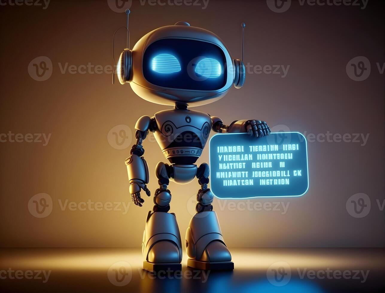 Talking robot with artificial intelligence. Concept of chatbot. photo