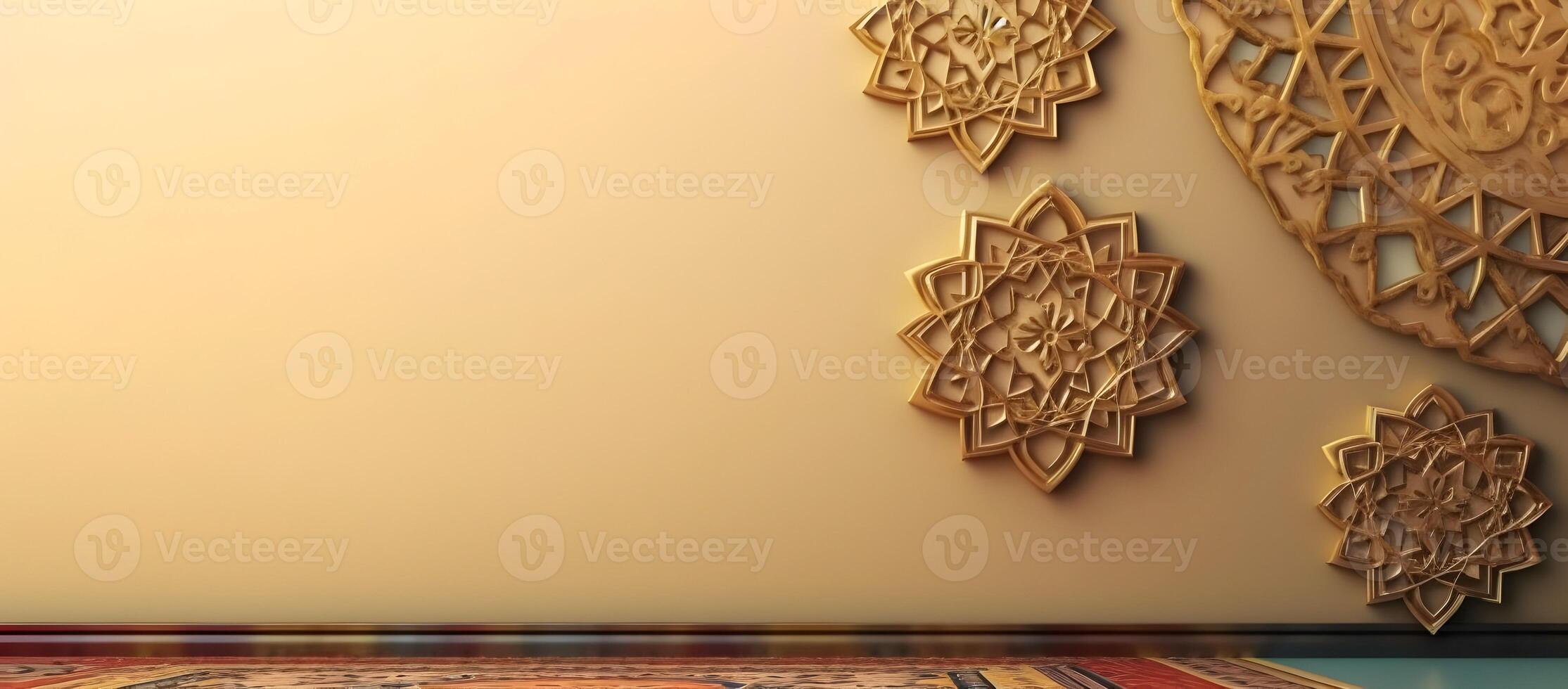 Golden jumma ramadan islamic background with pattern mandala. photo
