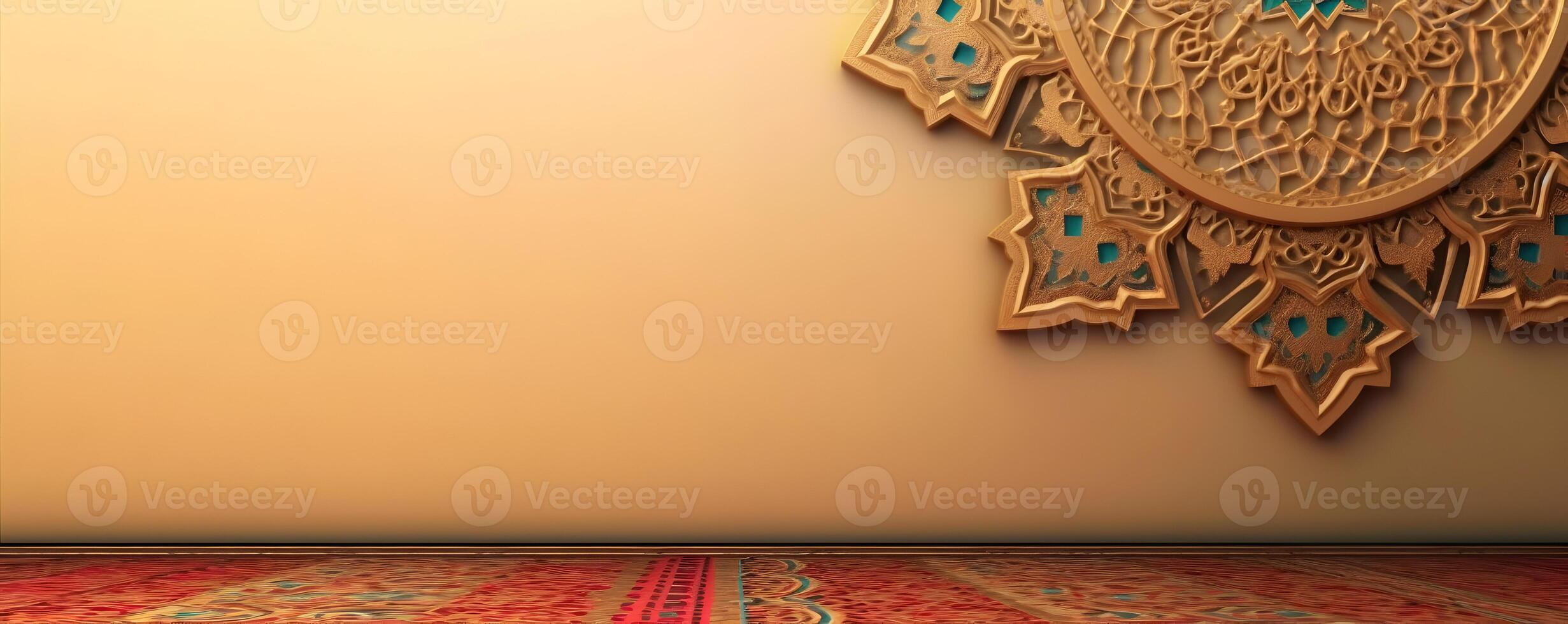 Golden jumma ramadan islamic background with pattern mandala. photo