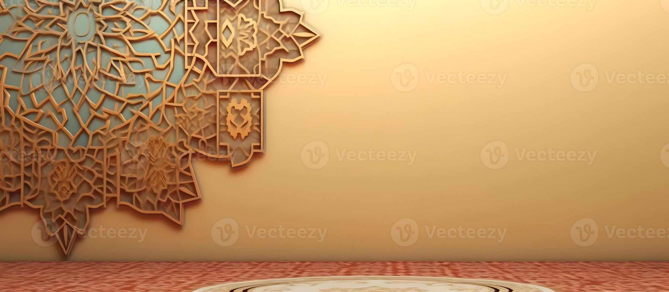Golden jumma ramadan islamic background with pattern mandala. photo