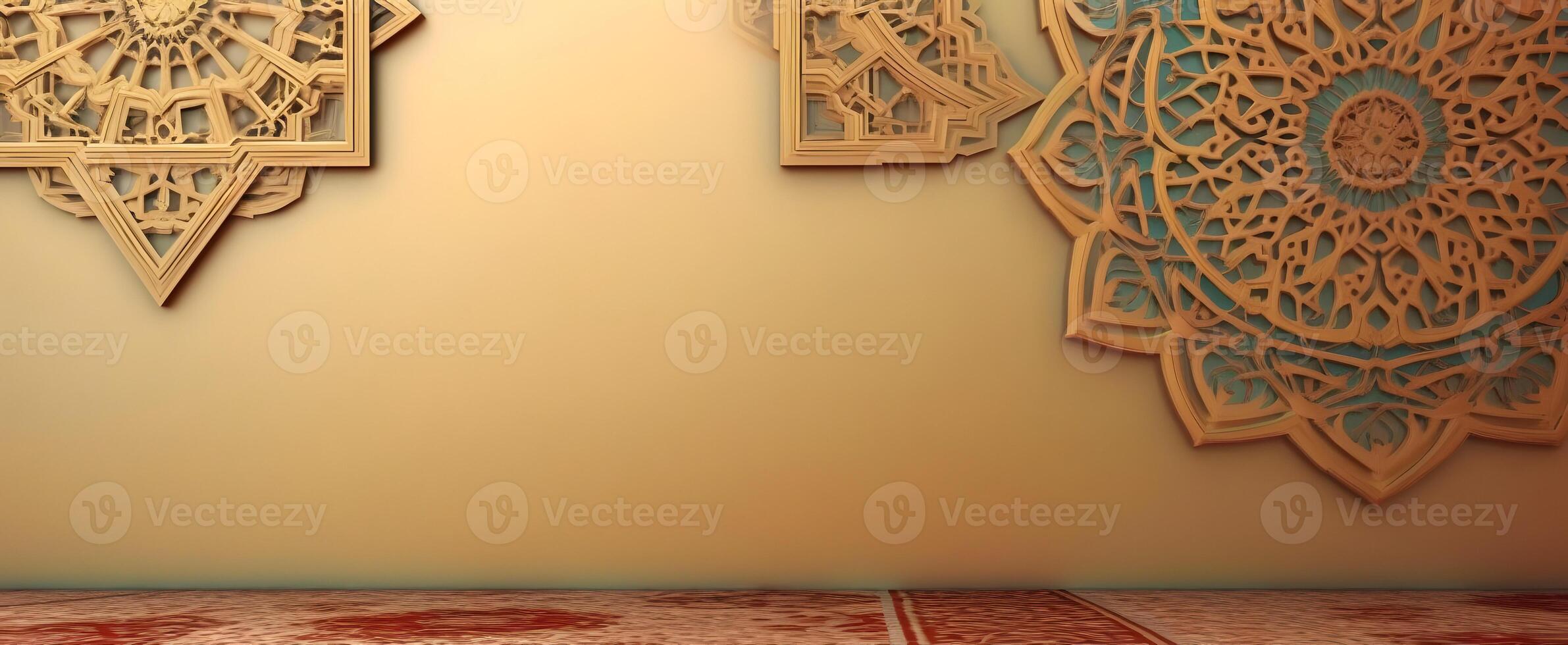 Golden jumma ramadan islamic background with pattern mandala. photo