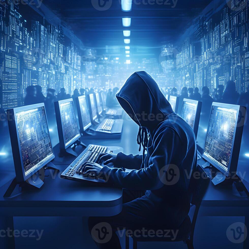 Anonymous hacker with no face. Dark web, cybercrime, cyberattack, etc. image photo