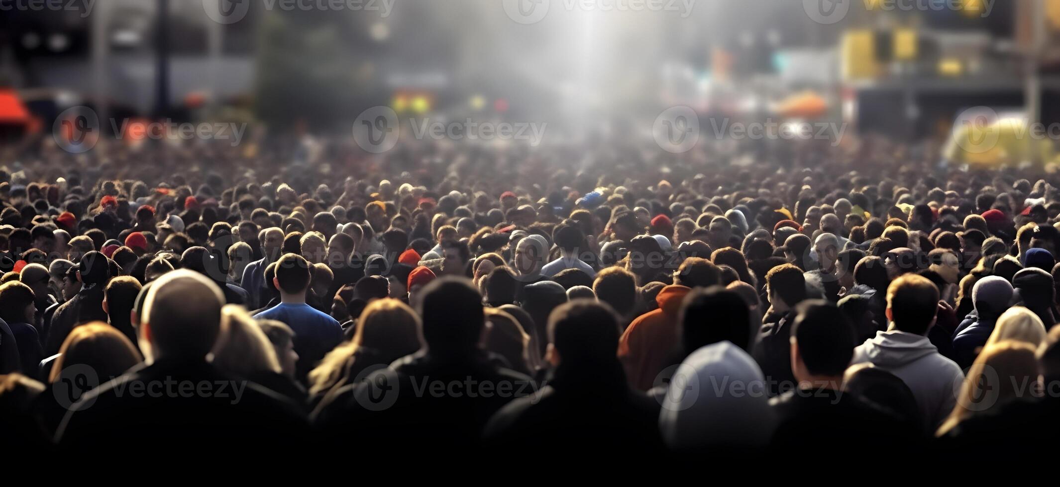 Crowd in the city. Concept of world population day. photo