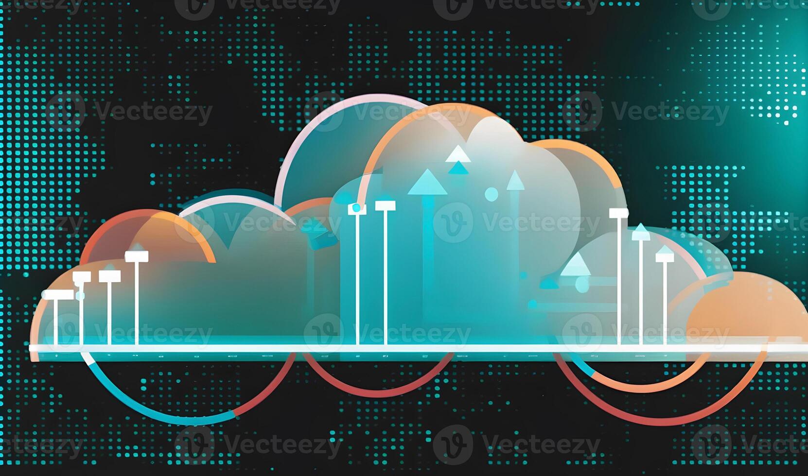 Cloud data storage, data transfer concept. photo
