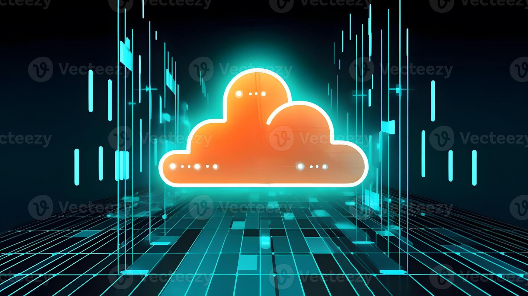 Cloud data storage, data transfer concept. photo
