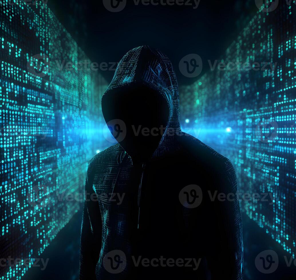 Anonymous hacker. Concept of cybercrime, cyberattack, dark web. photo