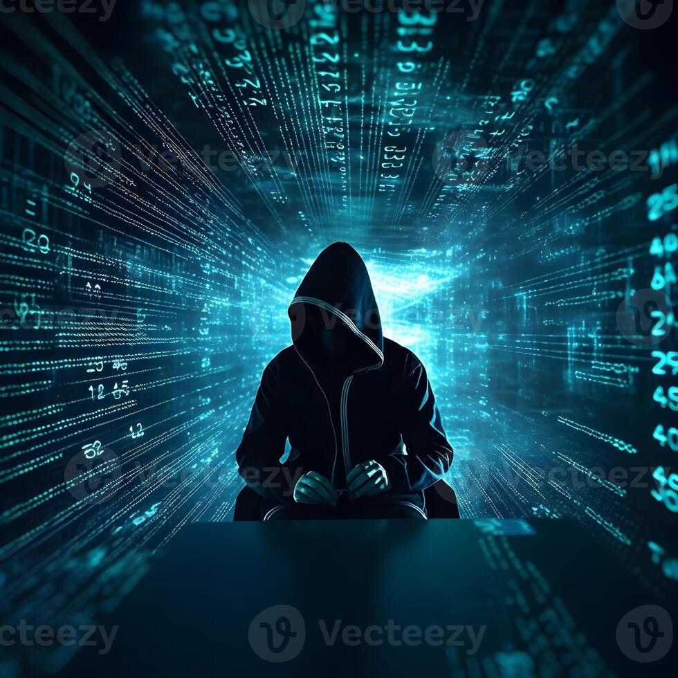 Anonymous hacker. Concept of cybercrime, cyberattack, dark web. photo