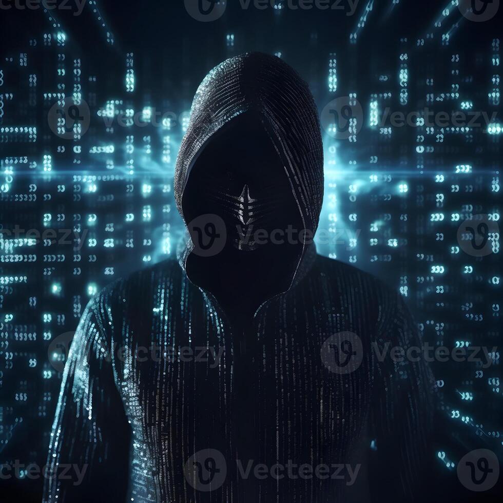Anonymous hacker. Concept of cybercrime, cyberattack, dark web. photo