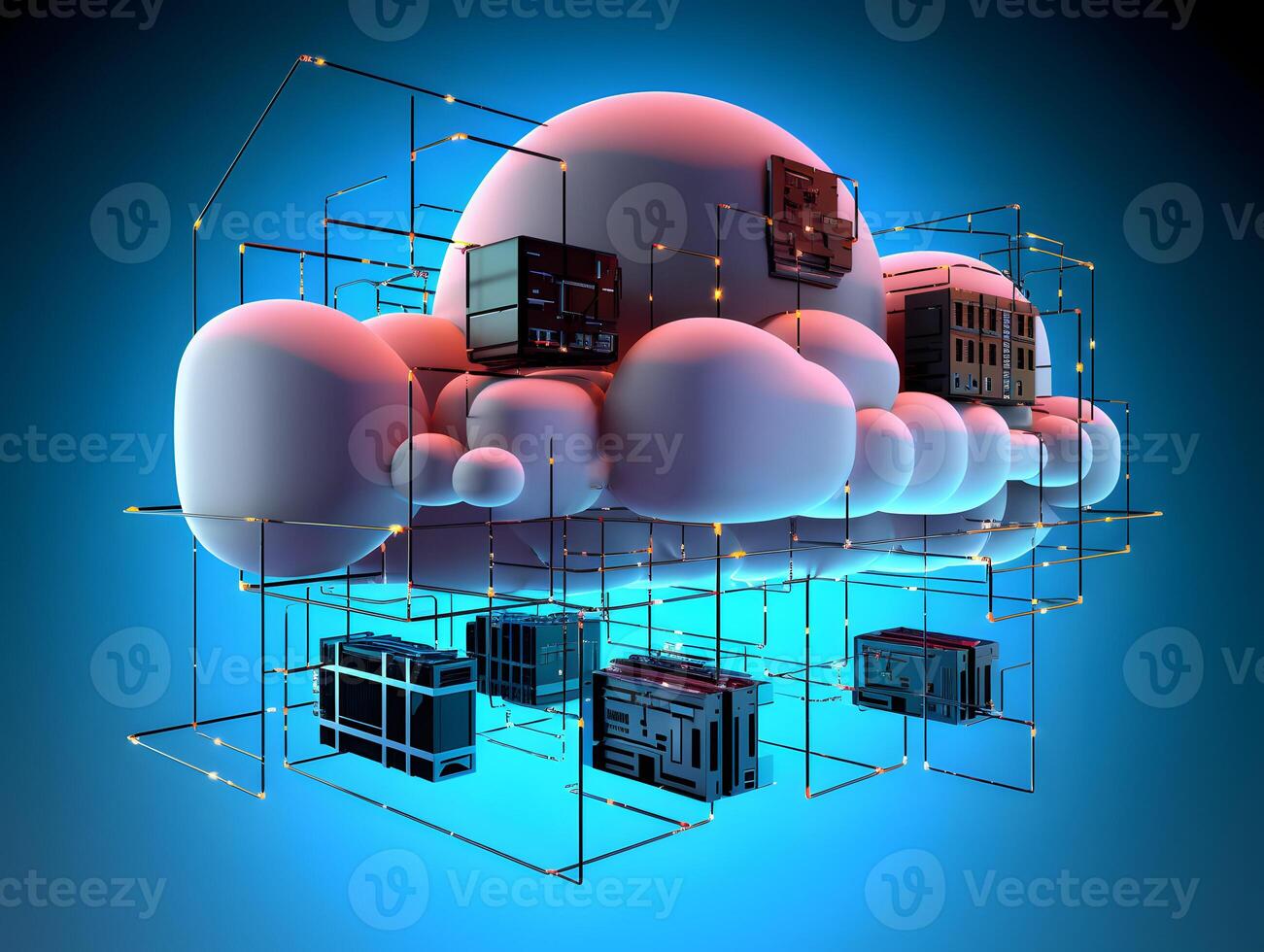 Cloud data storage, database concept. photo