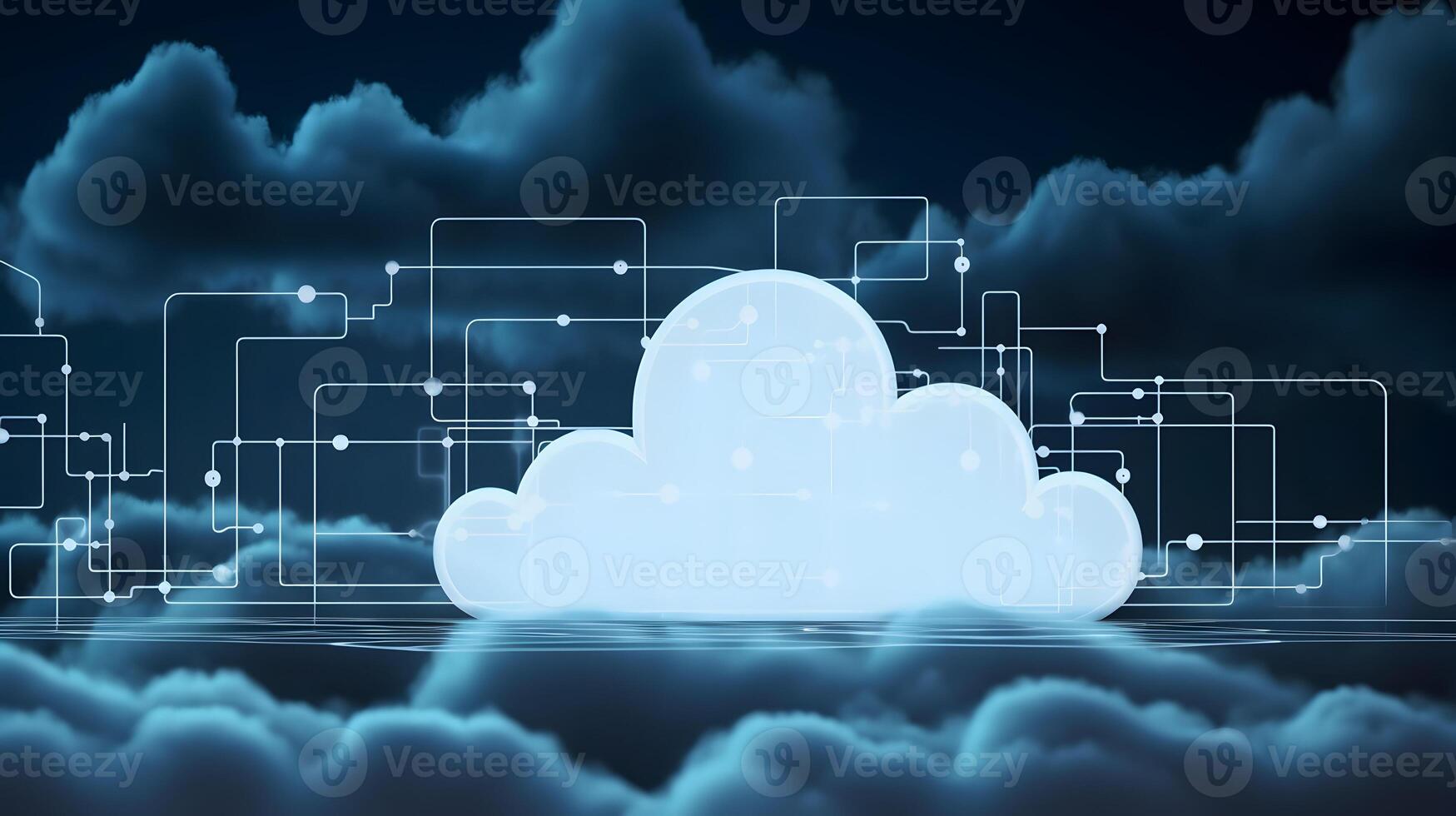Cloud data storage, cloud computing and data transfer concept. photo
