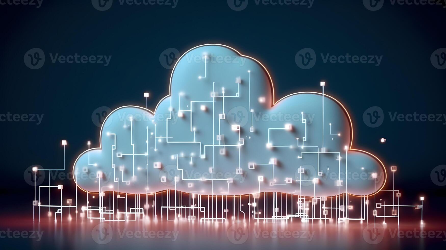 Cloud data storage, cloud computing and data transfer concept. photo