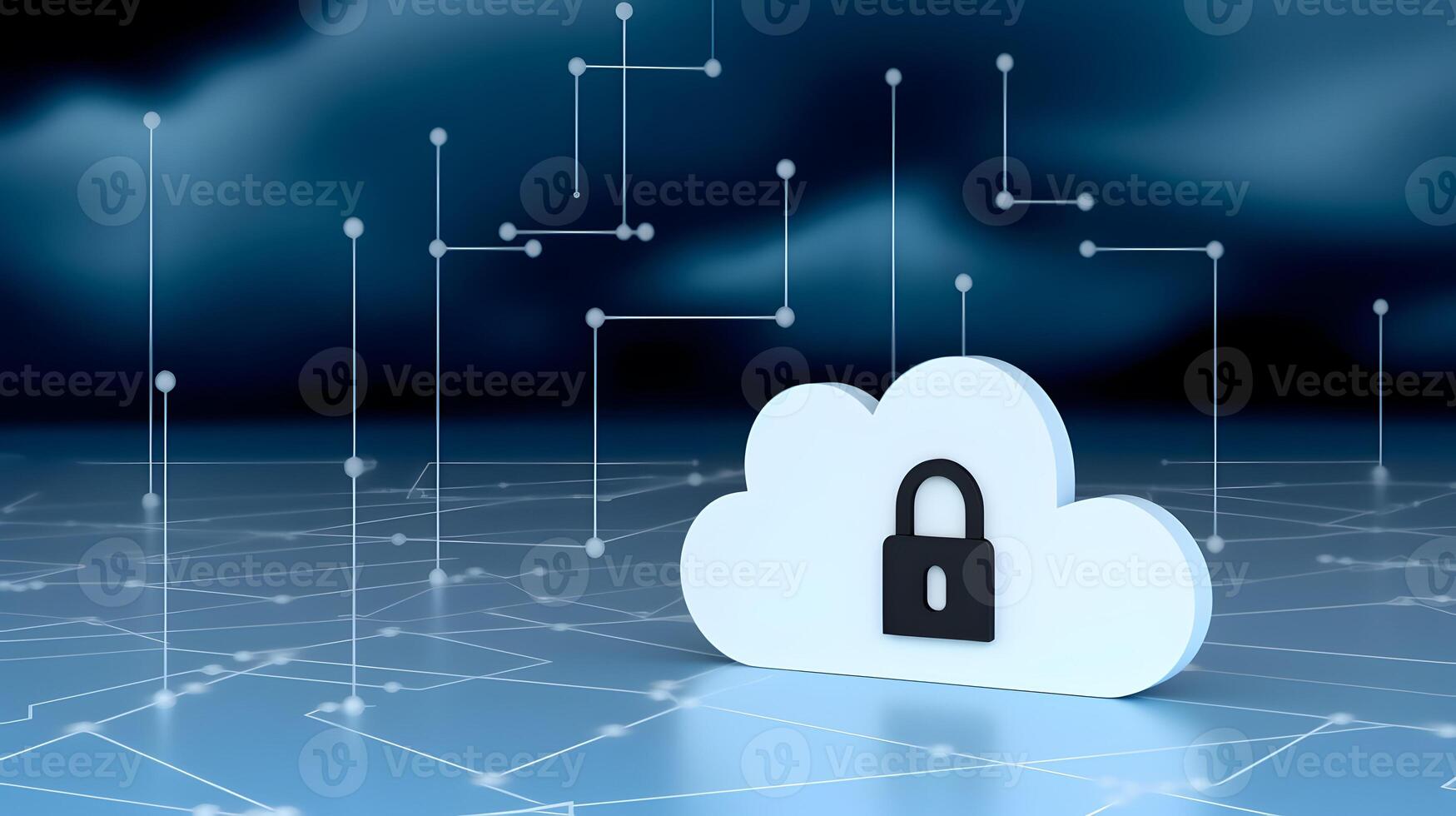 Cloud data storage, cloud computing and data security concept. photo