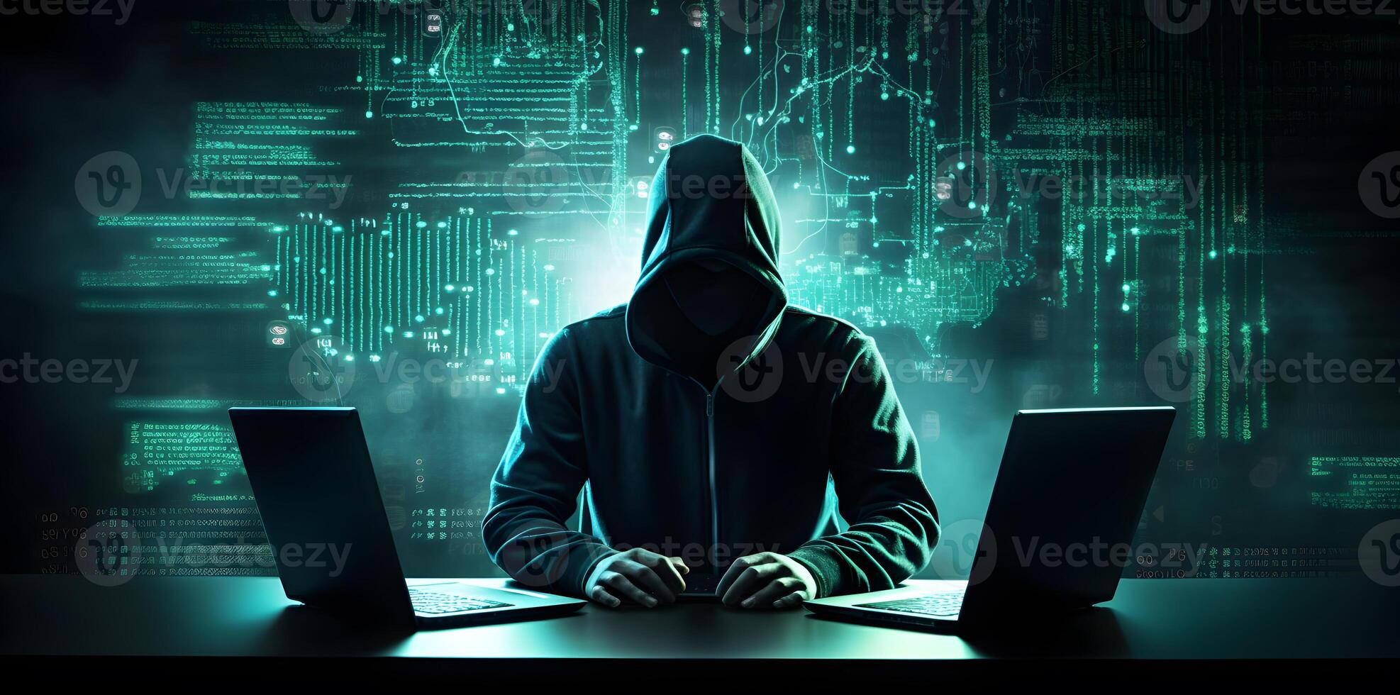 Anonymous hacker. Concept of dark web, cybercrime, cyberattack, etc. image photo
