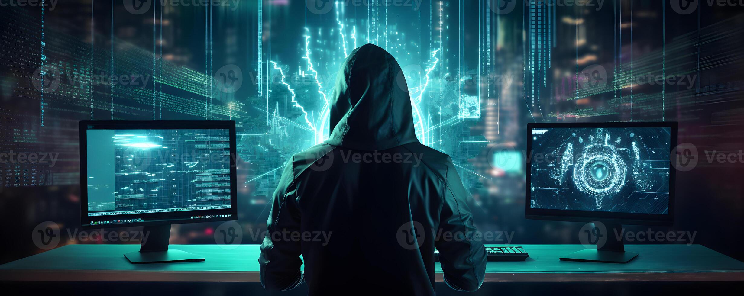 Anonymous hacker. Concept of dark web, cybercrime, cyberattack, etc. image photo