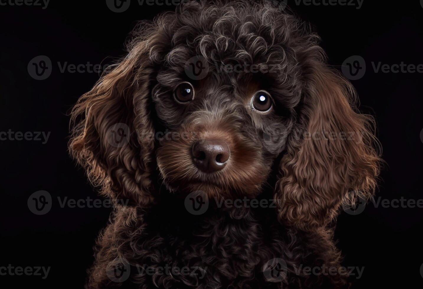 Close-up portrait of cute poodle created with photo