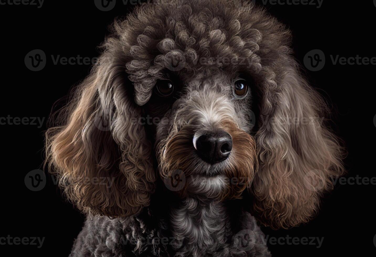 Close-up portrait of cute poodle created with photo