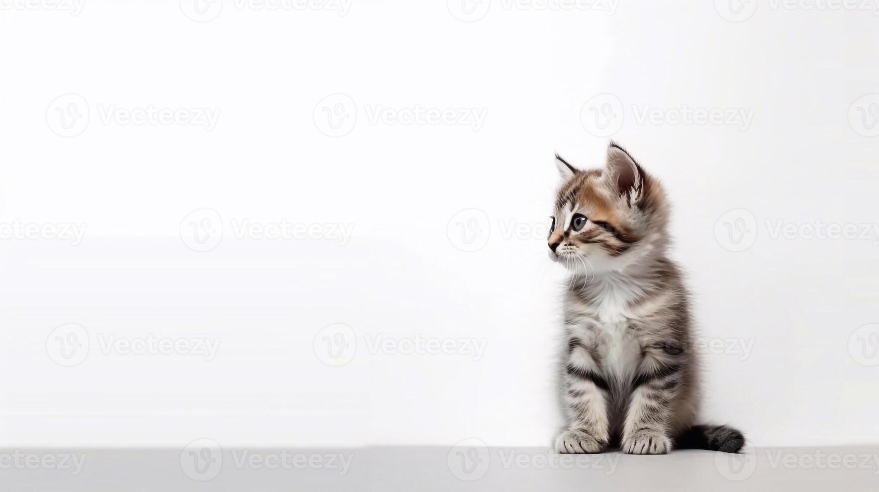 Little cat on white background - photo
