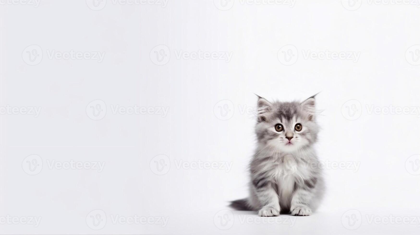 pequeño gato en blanco antecedentes - generativo ai foto