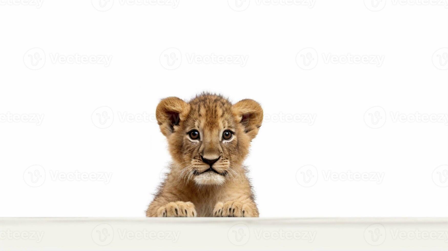 little lion isolated on white background - Generative AI photo