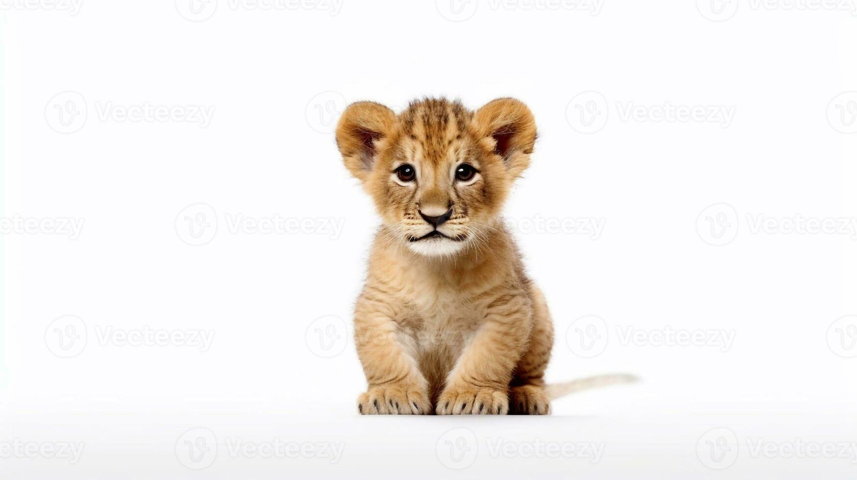 little lion isolated on white background - Generative AI photo