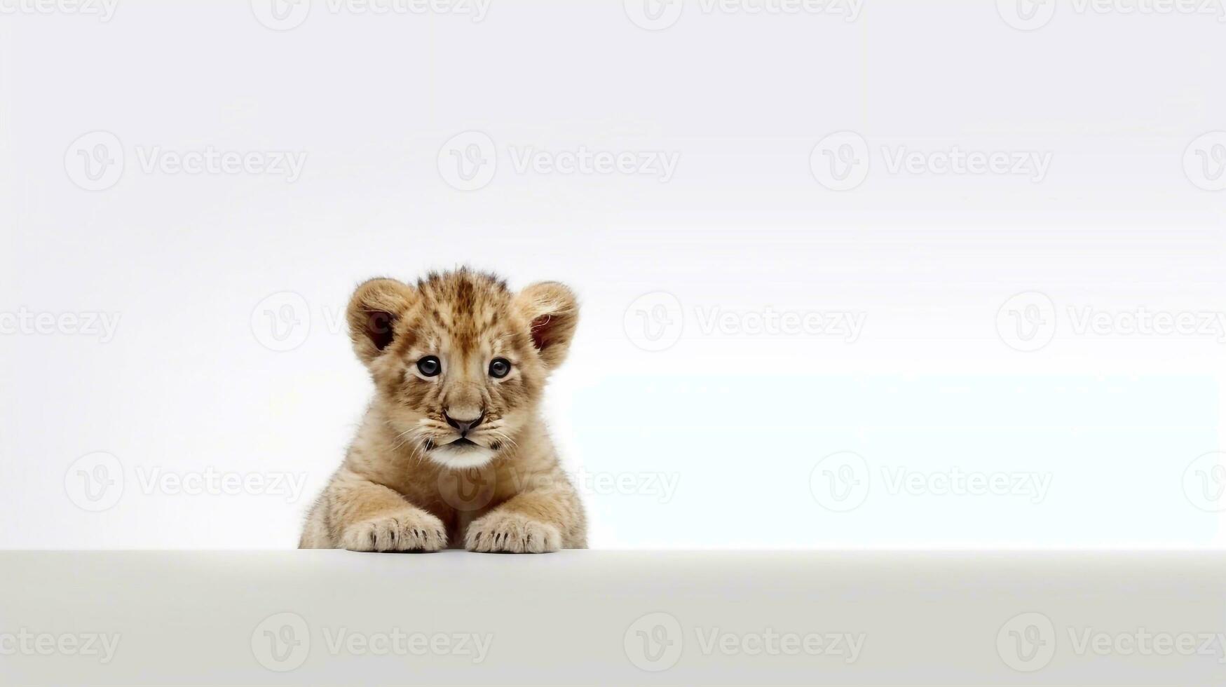 little lion isolated on white background - Generative AI photo