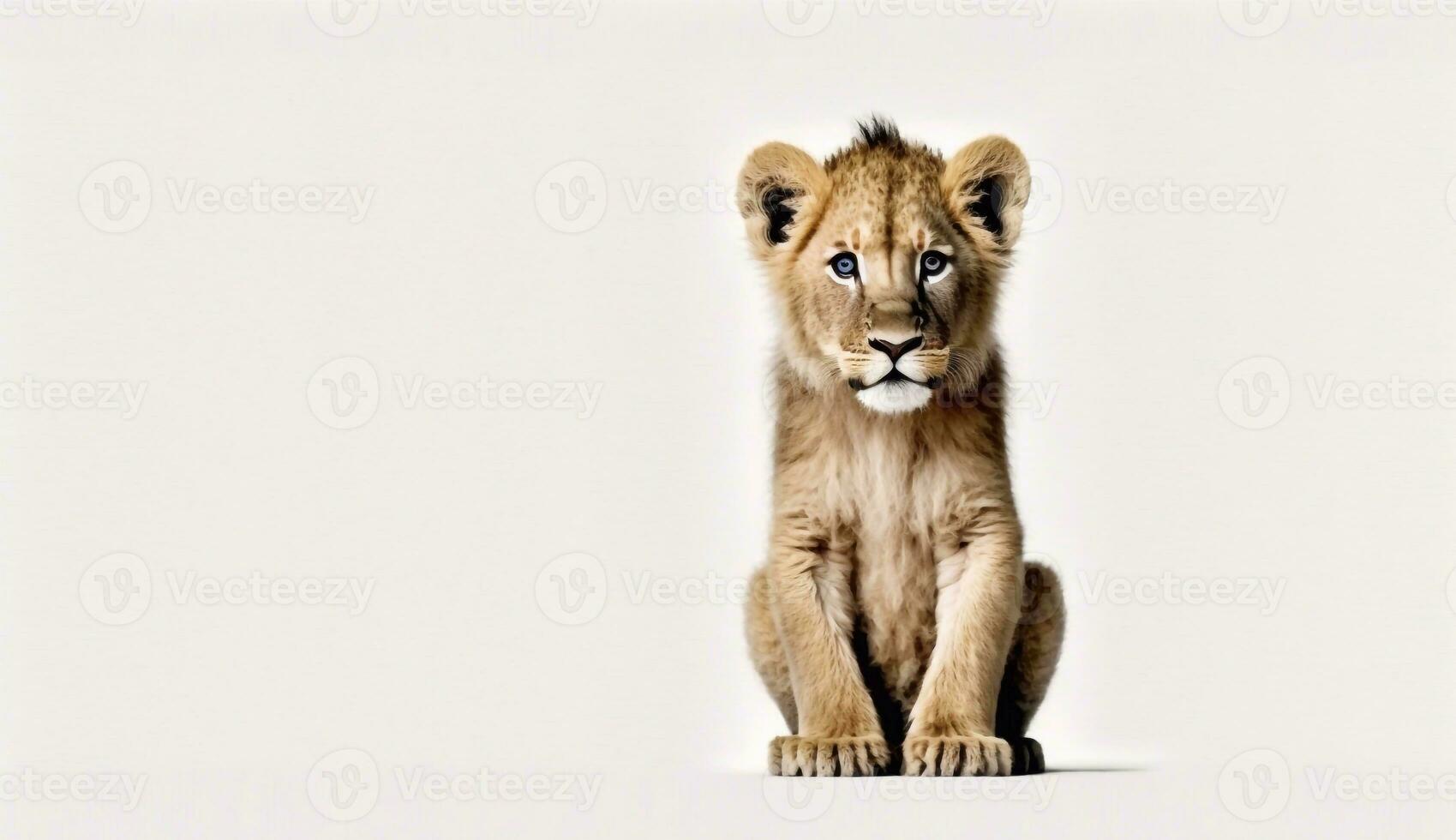 little lion isolated on white background - Generative AI photo