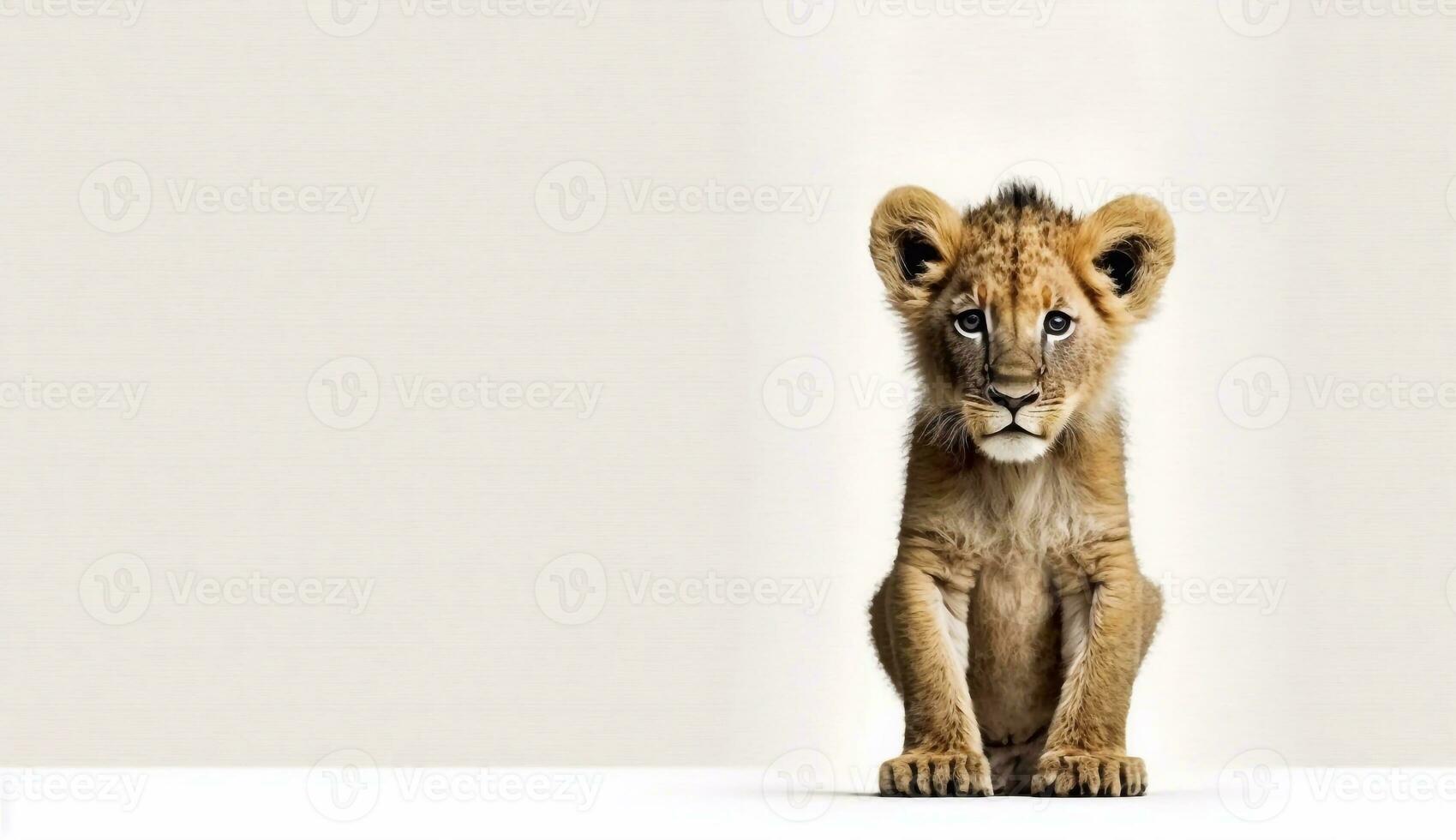 little lion isolated on white background - Generative AI photo