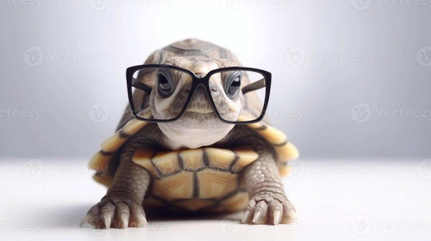 A turtle wearing glasses is wearing a pair of glasses. - photo