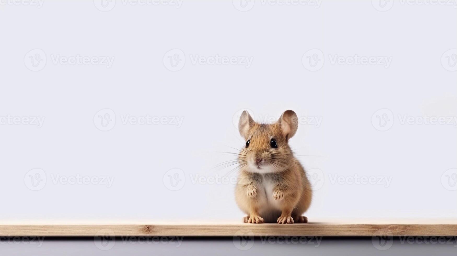 un hámster se sienta en un mesa con un blanco antecedentes - generativo ai foto