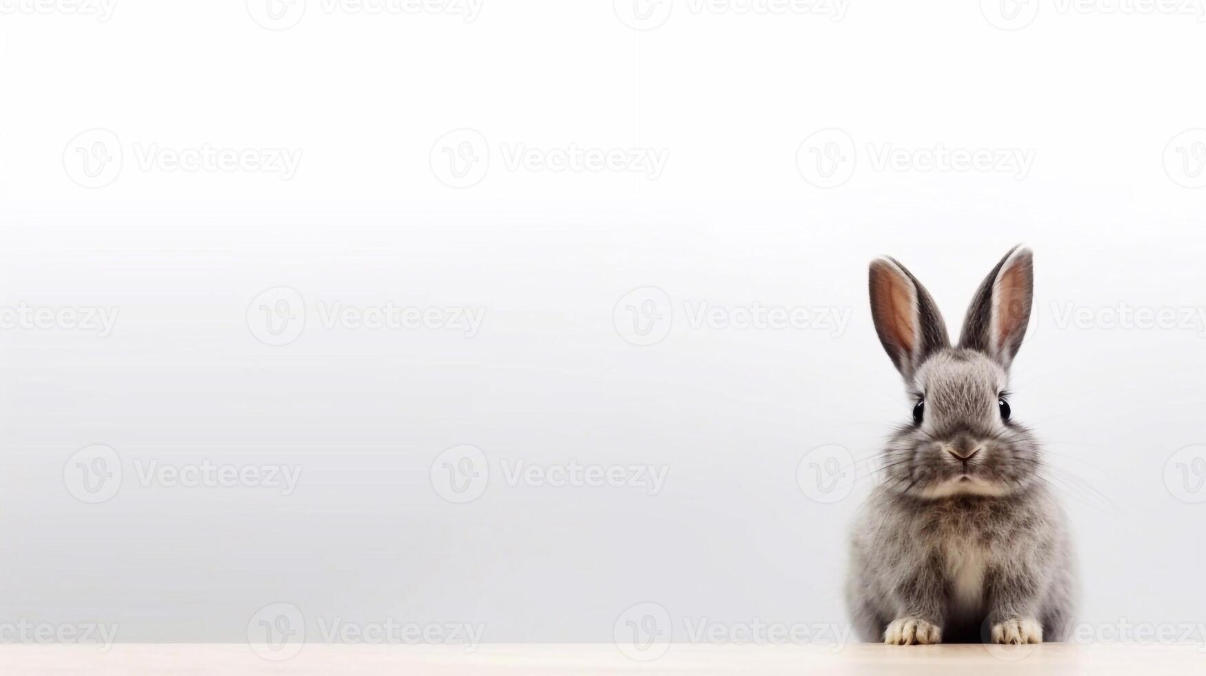 cute little bunny sitting on the floor - photo