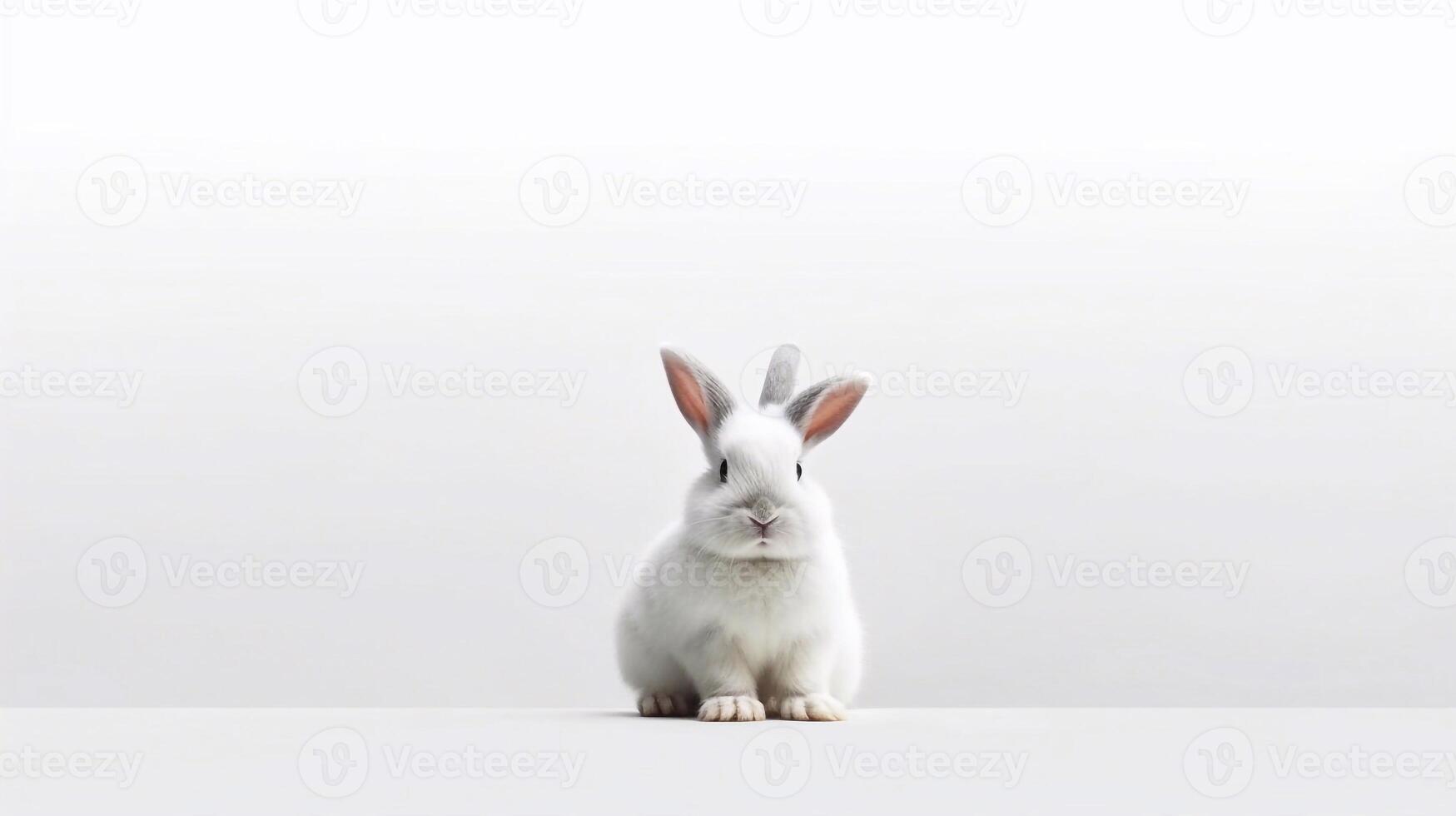 cute little bunny sitting on the floor - photo