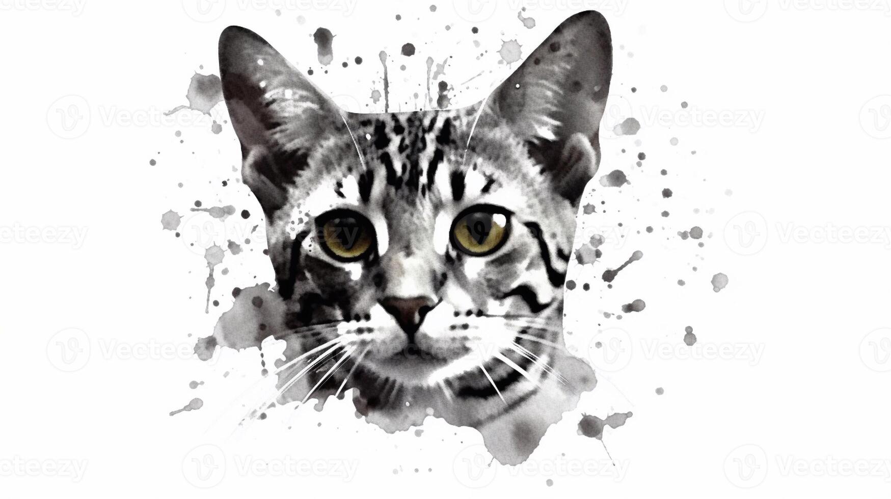 Bengala gato digital acuarela pintura en blanco antecedentes. generativo ai foto