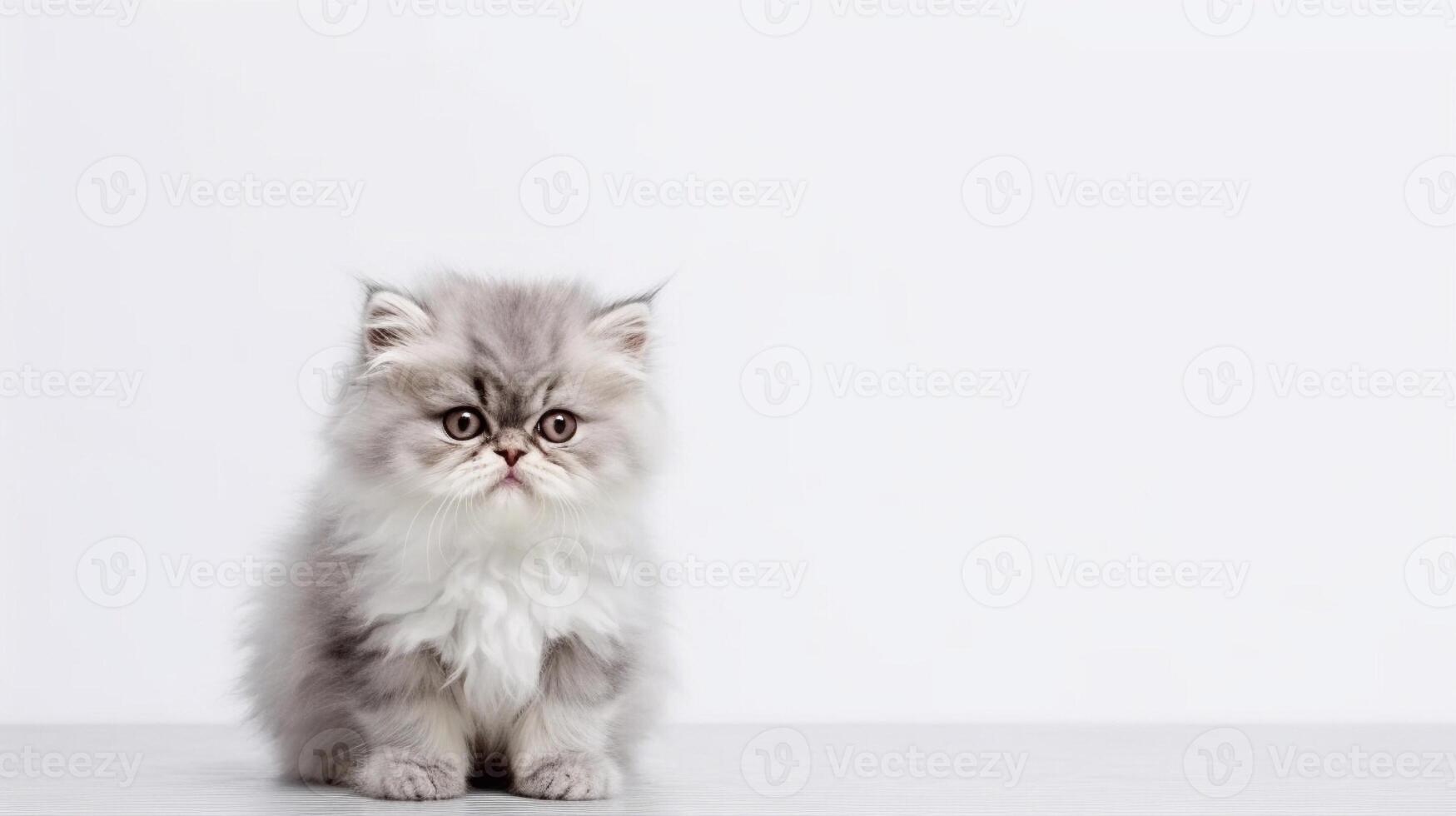 Cute Persian cat isolated on white background. With copy space. photo