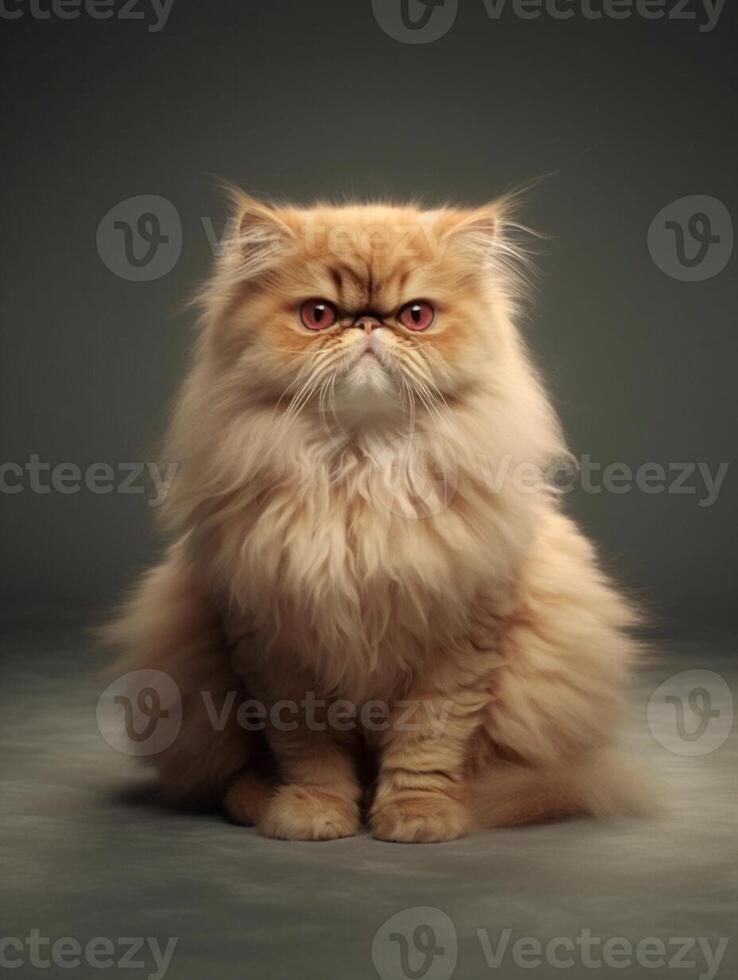 White persian cat on a dark background, close-up. photo