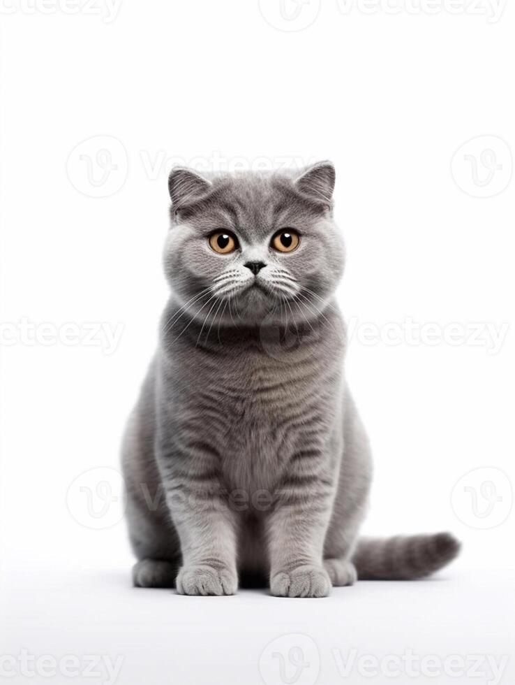 Scottish fold cat isolated on a white background, studio shot. photo