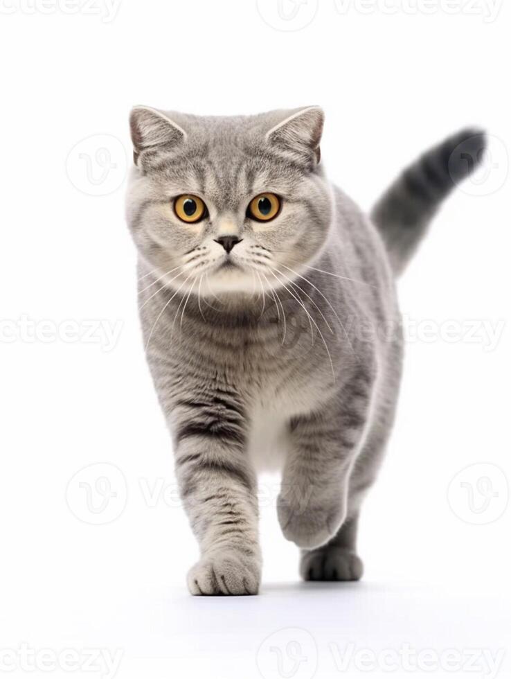 Scottish fold cat isolated on a white background, studio shot. photo