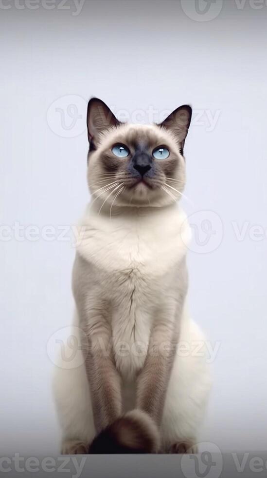 Siamese cat on white background. photo