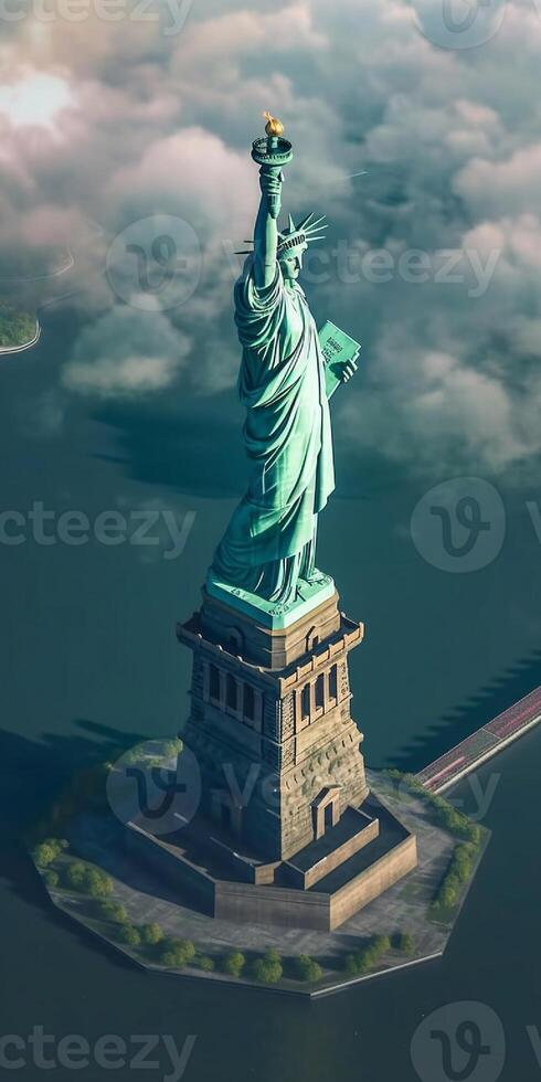 Statue of Liberty in New York City, USA. The statue is the symbol of the United States. photo