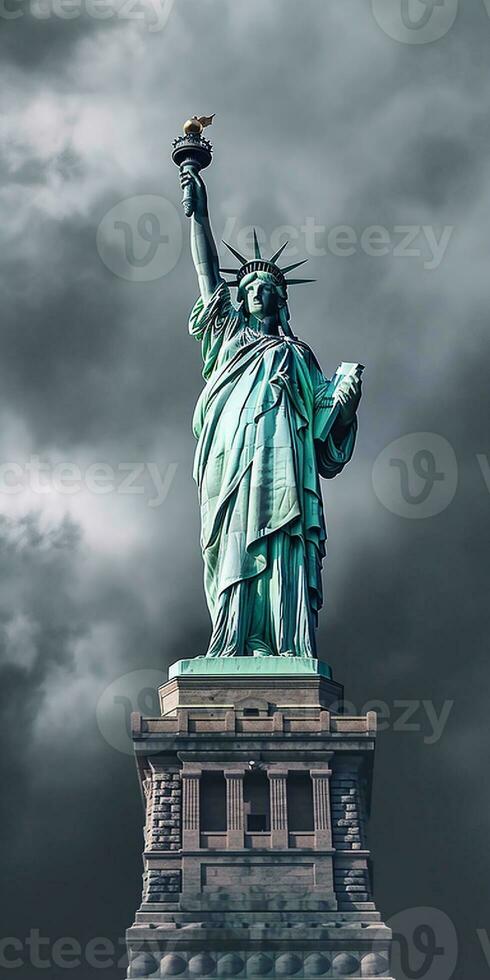 Statue of Liberty in New York City, USA. The statue is the symbol of the United States. photo