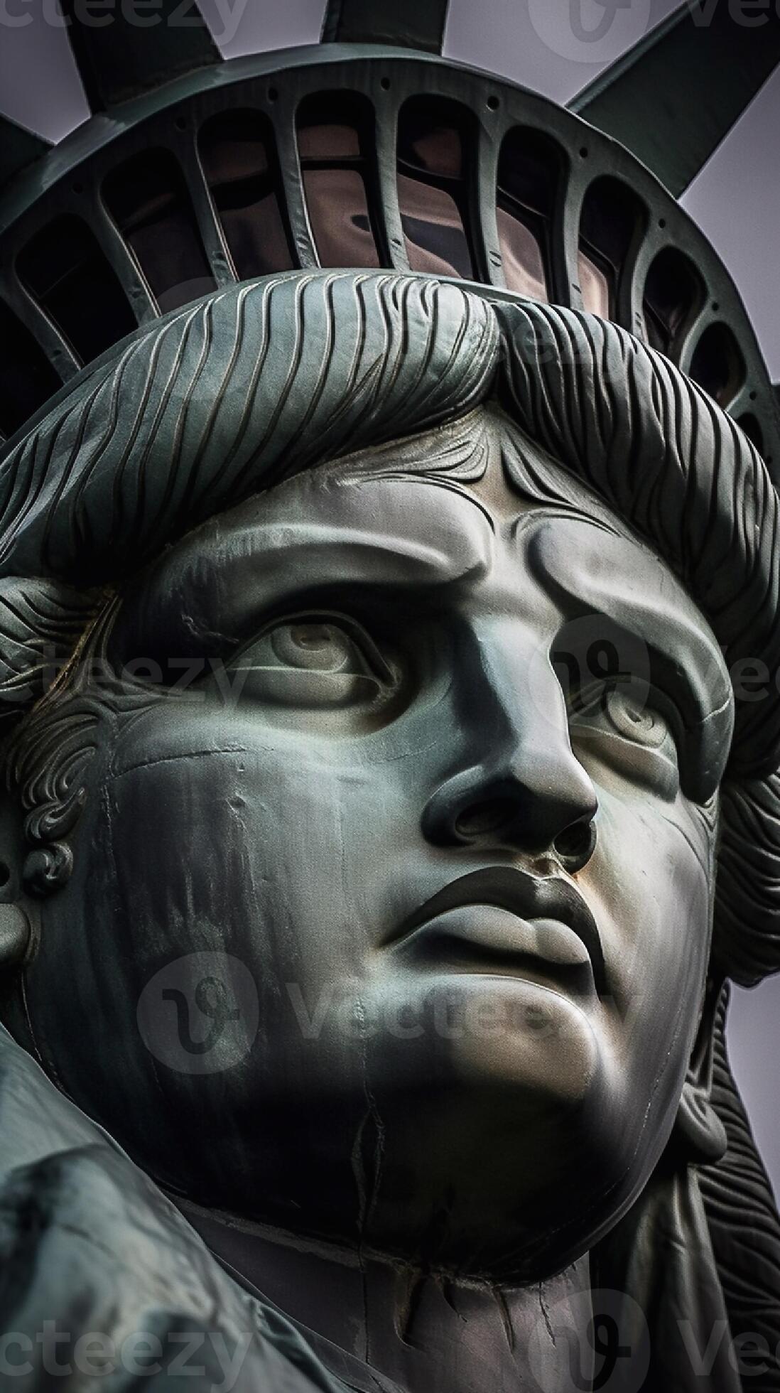 Statue of Liberty in New York City, USA. Close up. generative ai